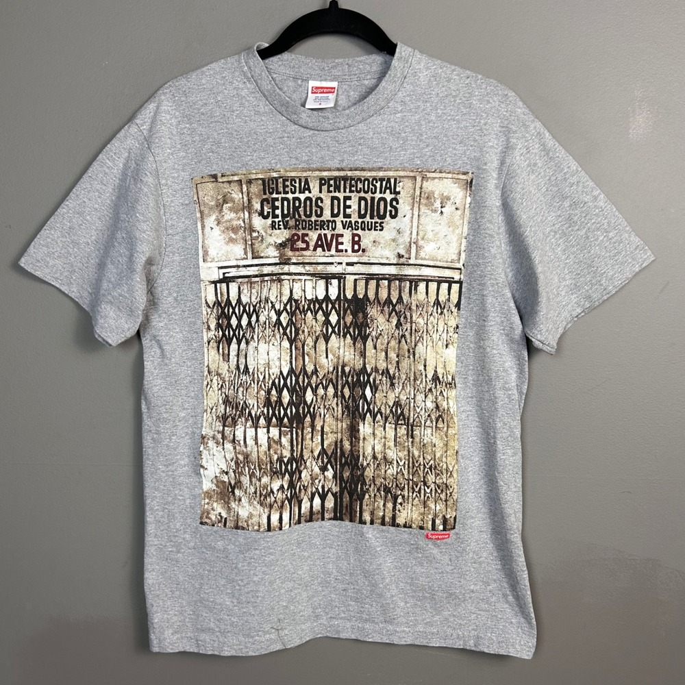 Supreme T-Shirt Small Martin Wong Iglesias Pentecostal Cedros De Dios Gray USA